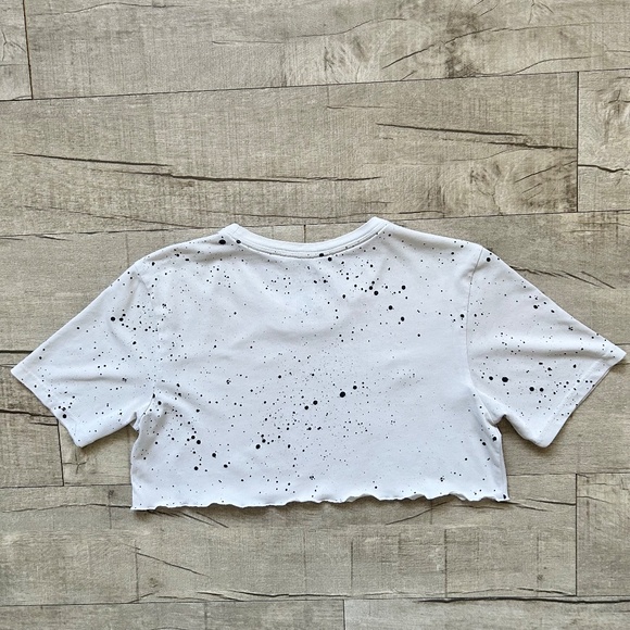 Nike The Nike Tee White Ivory Paint Splatter Activewear Festival Crop Top Boxy S - Picture 9 of 11